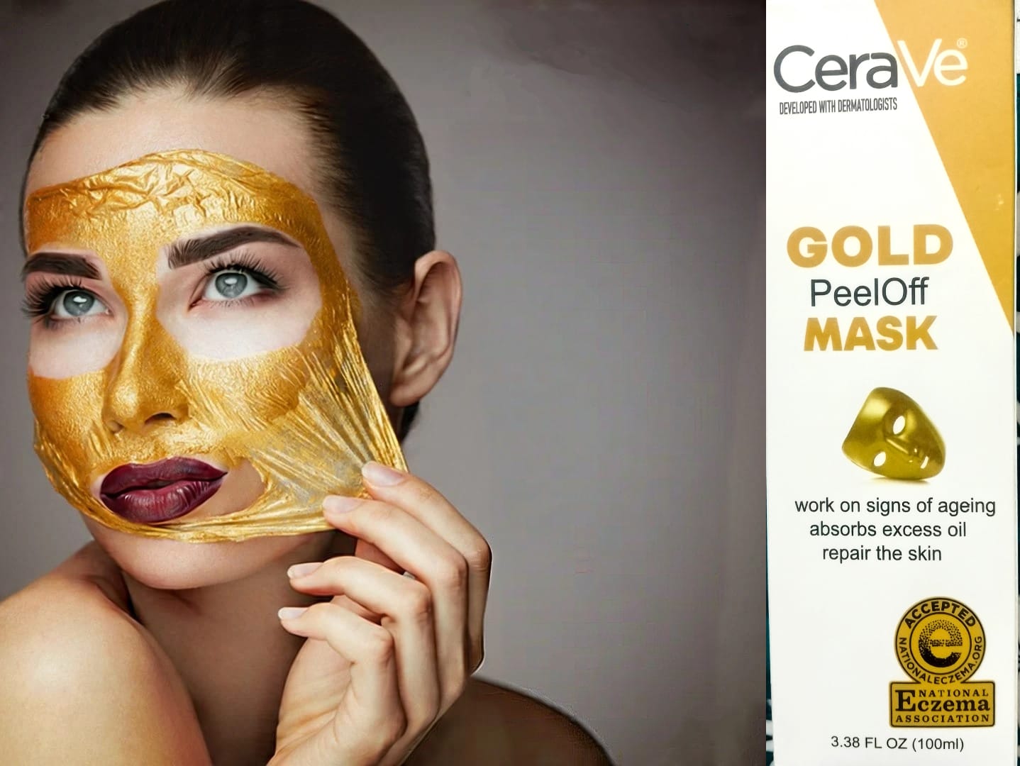 Cerave Radiant Glow Peel-off Gold Mask – Deep Cleansing & Brightening Facial Treatment – 100ml