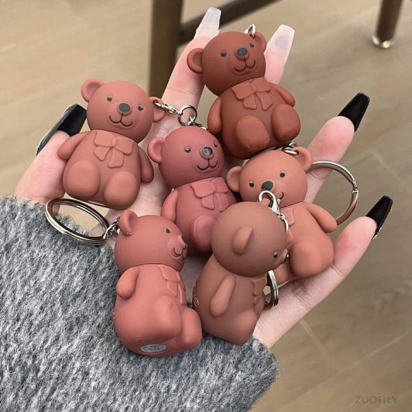 Teddy Bear Keychain Style Lip Gloss – Cute & Portable, Multicolor Shades (Pack Of 6)