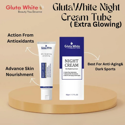 Gluta White Night Cream – Advanced Skin Brightening, Nourishing & Anti-aging Formula (50ml)